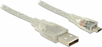 Delock USB 2.0-A apa - MicroUSB-B apa Összekötő kábel 1.5m - Áttetsző