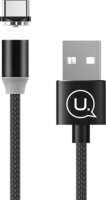 USAMS USB apa - Mágneses USB-C apa Adat- és töltőkábel - Fekete (1m)