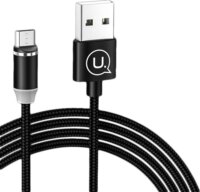 USAMS USB apa - Mágneses MicroUSB apa Adat- és töltőkábel - Fekete