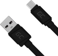 GCmatte USB apa - USB-C apa Lapos adat- és töltőkábel 25cm - Fekete