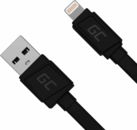 GCmatte USB apa - Lightning apa Lapos adat- és töltőkábel 25cm - Fekete