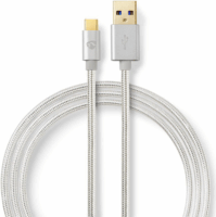 Nedis USB-A apa - USB-C apa Adat- és töltőkábel - Alumínium (2m)
