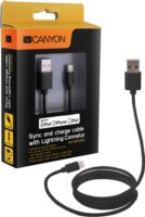 Canyon Ultra-compact MFI Cable, certified by Apple, 1M length , 2.8mm ,CNS-MFICAB01B fekete