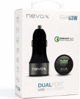 Nevox CC-1679 Autós USB Type-A + Type-C töltő 63W Fekete