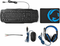 Nedis USB Gaming Billentyűzet US + Egér + Headset + Egérpad szett - Fekete