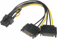 Akasa 2xSATA apa - 6+2pin PCIe anya adapter 15cm