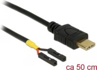 Delock 85473 USB Type-C apa - 2 x tűs tüskesori csatlakozó anya kábel 50cm - Fekete