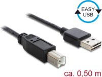 Delock EASY-USB 2.0-A apa - USB 2.0-B apa Összekötő kábel 0.5m - Fekete