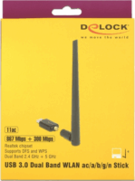 Delock USB 3.0 Kétsávos WLAN ac/a/b/g/n adapter külső antennával