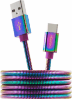 Canyon USB-C apa - USB 2.0-A apa Adat- és töltőkábel (5V-9V/2A) 1.2m - Szivárvány