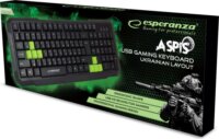 Esperanza ASPIS USB Gaming Billentyűzet ENG - Fekete/Zöld