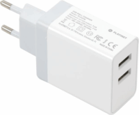 Platinet Hálózati 2xUSB töltő 6.8A + USB apa - microUSB apa töltőkábel 1m - Fehér