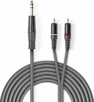 Nedis JACK - RCA Sztereó audiokábel 1.5m (6.35mm jack apa - 2xRCA apa) Szürke