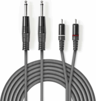 Nedis JACK - RCA Sztereó audiokábel 5.0m (2x 6.35mm jack apa - 2xRCA apa) Szürke