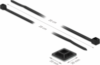 DeLOCK Kábelkötegelő talp 20 x 20 mm kábelkötegelővel 200 x 2.5 mm Fekete (10 talp + 10 kötegelő)