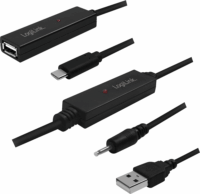 LOGILINK USB 2.0 Aktív Repeater kábel USB-C - USB-A 40m - Fekete