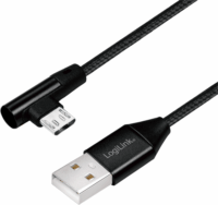 LOGILINK USB 2.0 apa - Micro-USB -B 90° apa Adat- és töltőkábel 0.3m - Fekete