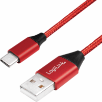 LOGILINK USB-A apa - USB-C apa Adat- és töltőkábel 0.3m - Piros