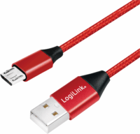 LOGILINK USB-A apa - MicroUSB-B apa Adat- és töltőkábel 1m - Piros