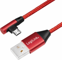 LOGILINK USB apa - MicroUSB 90° apa Adat- és töltőkábel 1m - Piros