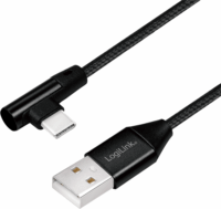 LOGILINK USB apa - USB-C 90° apa Adat- és töltőkábel 1m - Fekete