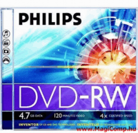 Philips DVD-RW Újraírható DVD Lemez Normál Tok