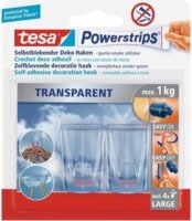 Tesa Powerstrips Átlátszó műanyag akasztó ragasztócsíkkal 2 db/csomag
