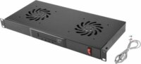 Lanberg 19" Rack ventilátor egység / szellőztető panel LCD 2 ventilátorral + 230V termosztát