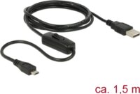 Delock USB 2.0-A apa - MicroUSB-B apa Töltőkábel kapcsolóval Raspberry Pi-hez 1.5m - Fekete