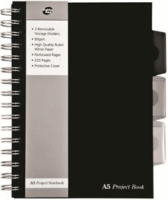 Pukka Pad Black project book 125 lapos A5 vonalas spirálfüzet - Fekete