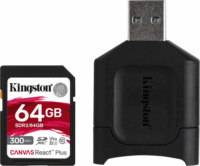 Kingston 64GB Canvas React Plus SDXC UHS-I CL10 memóriakártya + Olvasó