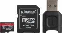 Kingston 256GB Canvas React Plus microSDXC UHS-I CL10 memóriakártya + Adapter + Olvasó
