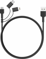 AUKEY CB-BAL5 3in1 USB apa - MicroUSB + USB C + Lightning apa Adat- és töltőkábel 1.2m - Fekete