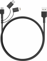 AUKEY CB-BAL5 3in1 USB apa - MicroUSB + USB C + Lightning apa iPhone töltőkábel 1.2m - Fekete