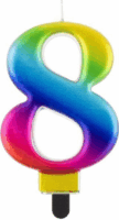 Szivárvány színű születésnapi gyertya, 8 cm - 8