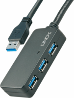Lindy 43159 USB 3.0 HUB (4 port) aktív hosszabbító kábellel 10m Fekete