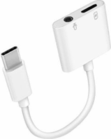 Cellect USB-C apa - USB-C anya + 3.5mm jack anya Audió Adapter töltő funkcióval - Fehér