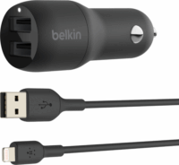 Belkin Autós 2xUSB töltő 24W + USB - Lightning töltőkábel - Fekete