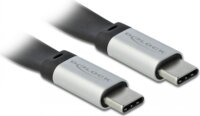 Delock USB 3.2 Gen 2 Type-C apa-apa Lapos adat- és töltőkábel 22cm - Fekete