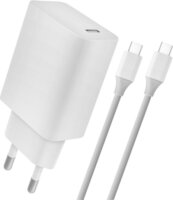 4-OK Hálózati USB-C töltő (5V / 2400mA) + USB - USB-C kábel - Fehér