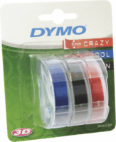 DYMO S0847750 Dombornyomásos szalag 9mm / 3m - Piros/Kék/Fekete (3 db/csomag)