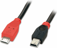 Lindy MicroUSB-B apa - miniUSB-B apa OTG kábel 1m - Fekete