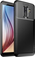 iPaky Samsung Galaxy A6+ (2018) Szilikon Védőtok - Fekete karbon mintás