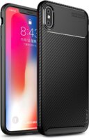 iPaky Apple iPhone XS Max Szilikon Védőtok - Fekete karbon mintás