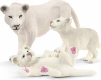 Schleich Wild Life: Fehér oroszlán anya kölykeivel