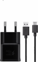 Samsung EP-TA200EBE Hálózati gyorstöltő + USB - USB-C kábel - Fekete (Utángyártott, OEM)