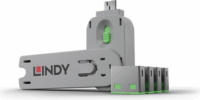 Lindy USB Portblokkoló (kulccsal) Zöld - 4db