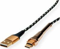 Roline USB-C apa - USB-A apa Adat- és töltőkábel 1m - Fekete/Arany