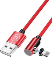 Usams SJ444USB02 90°-os Lightning mágneses töltőkábel 1m - Piros