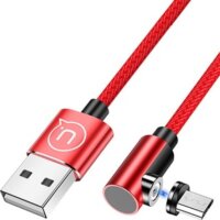 Usams SJ446USB02 90°-os Micro USB mágneses töltőkábel 1m - Piros